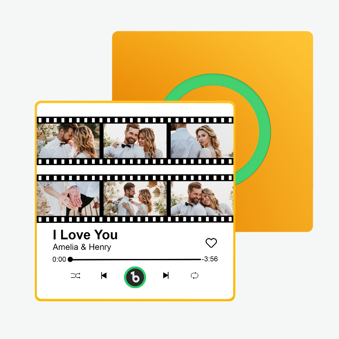 Custom Album Music Fridge Magnets Personalized Movie Style Photo Magnet for Refrigerator Can Play Song Customizable Pictures Magnets Memory Song Magnet Wedding Gift for Valentine's Day - makephotopuzzleuk