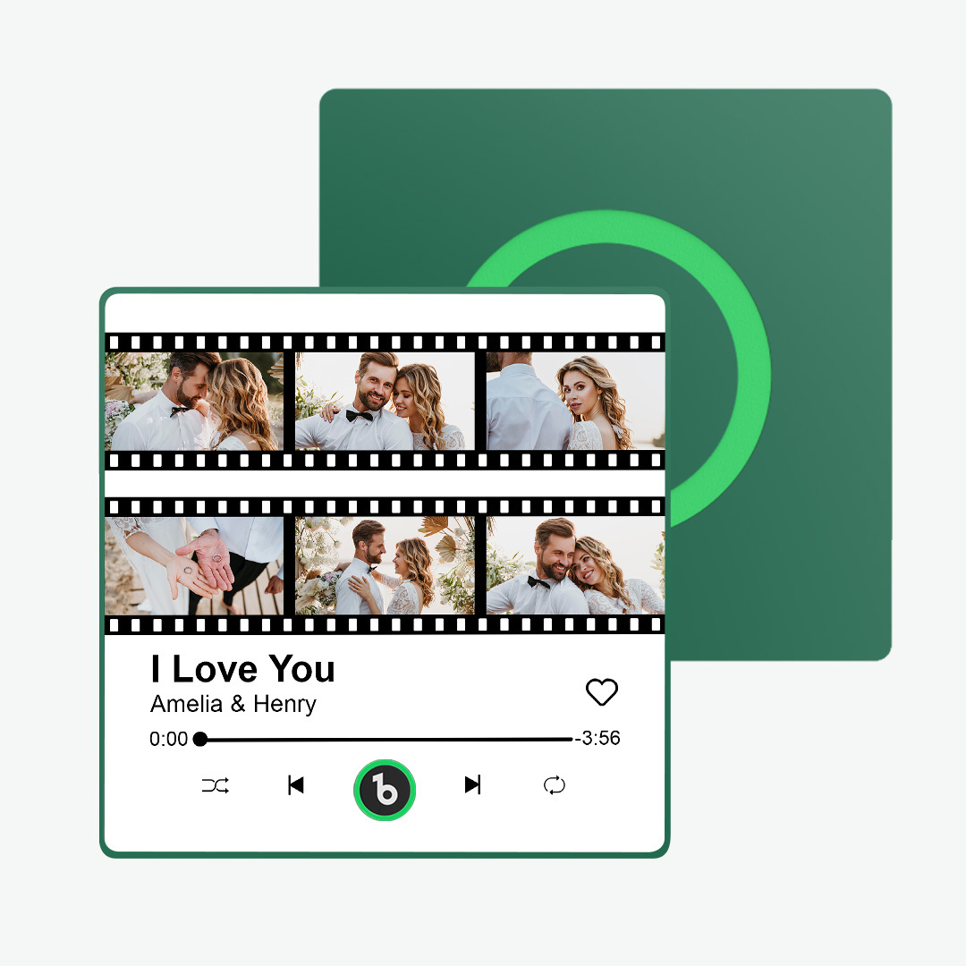 Custom Album Music Fridge Magnets Personalized Movie Style Photo Magnet for Refrigerator Can Play Song Customizable Pictures Magnets Memory Song Magnet Wedding Gift for Valentine's Day - makephotopuzzleuk