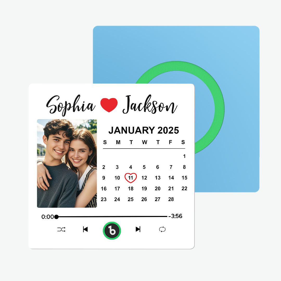 Upgrade Colorful Album Fridge Magnet Custom Memory Date & Photo Personalized Wedding Song Fridge Magnets Can Play Music Custom Calendar Fridge Magnets Anniversary Valentine's Day Gifts for Couples - makephotopuzzleuk