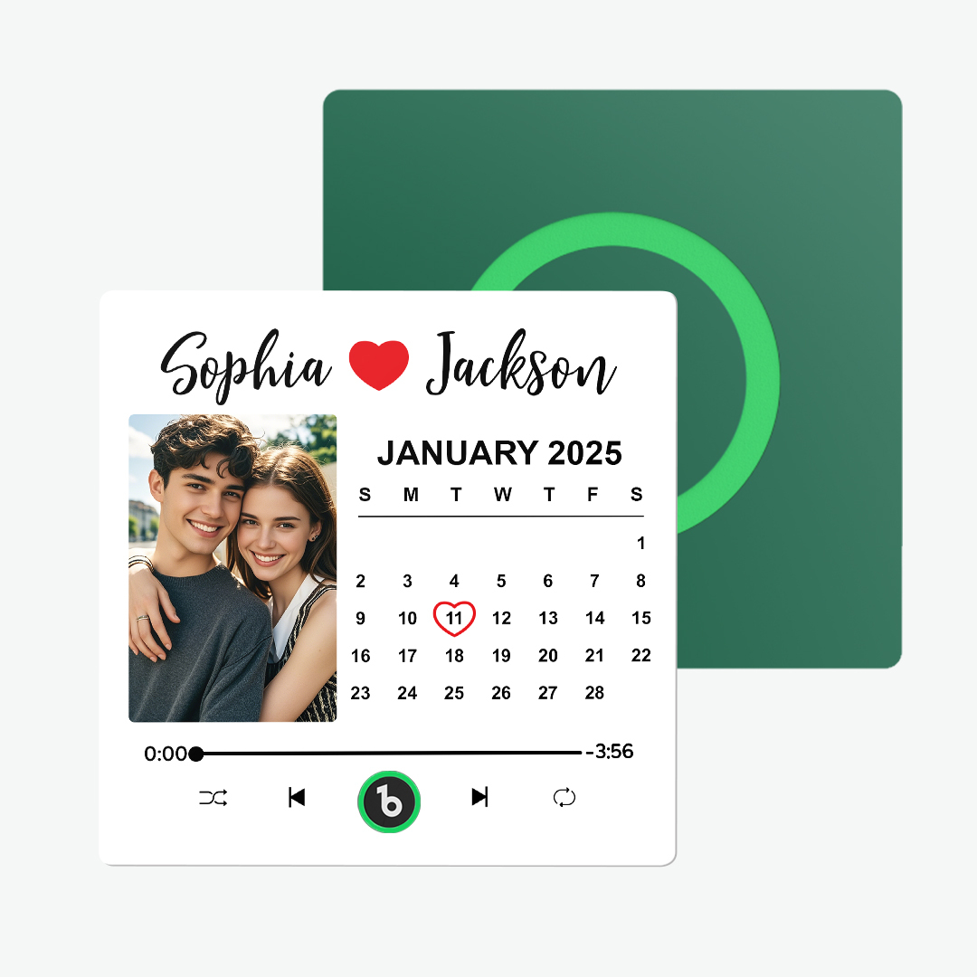 Upgrade Colorful Album Fridge Magnet Custom Memory Date & Photo Personalized Wedding Song Fridge Magnets Can Play Music Custom Calendar Fridge Magnets Anniversary Valentine's Day Gifts for Couples - makephotopuzzleuk