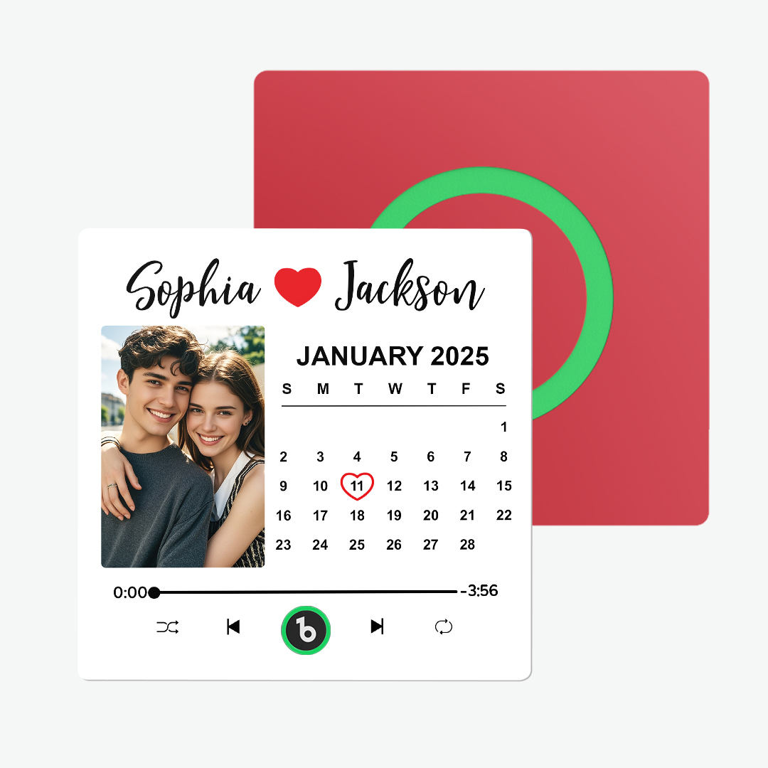 Upgrade Colorful Album Fridge Magnet Custom Memory Date & Photo Personalized Wedding Song Fridge Magnets Can Play Music Custom Calendar Fridge Magnets Anniversary Valentine's Day Gifts for Couples - makephotopuzzleuk