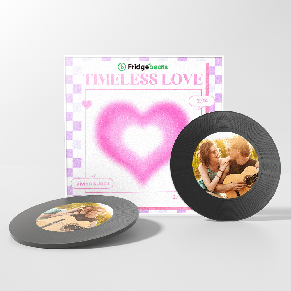 Custom Music And Photo Fridge Magnet Personalized Pink Heart Fridge Magnet Valentine's Day Gift for Couple - makephotopuzzleuk