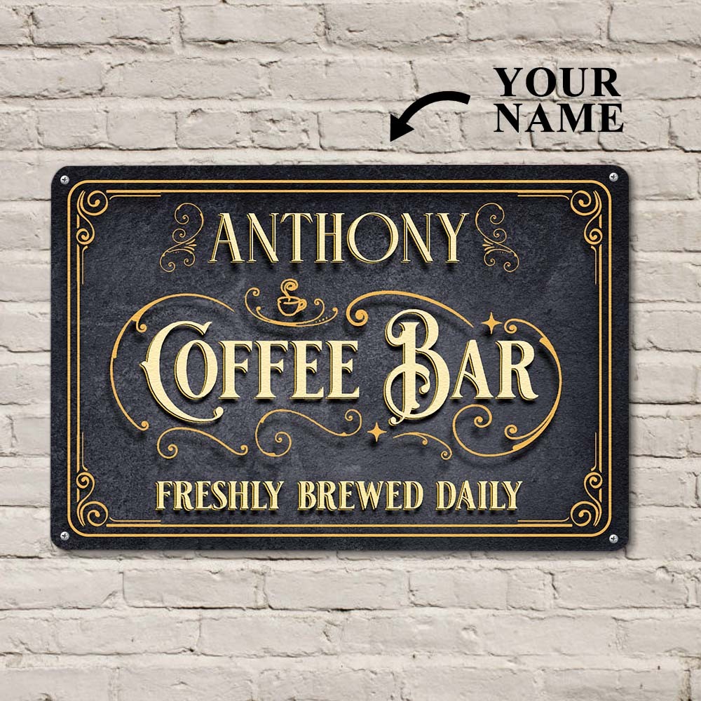 Custom Iron Poster Personalised Name Poster Coffee Bar Wall Decor Painting Unique Gifts