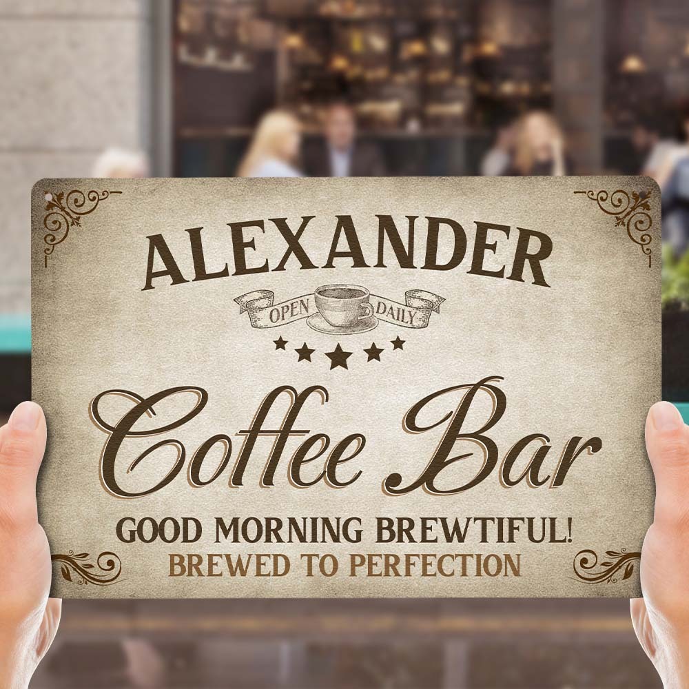 Custom Iron Poster Personalised Your Name Poster Coffee Bar Wall Decor Painting Unique Gifts