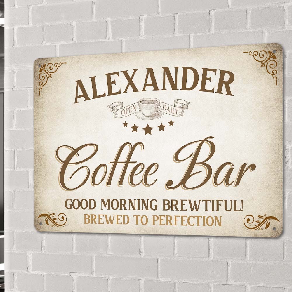 Custom Iron Poster Personalised Your Name Poster Coffee Bar Wall Decor Painting Unique Gifts