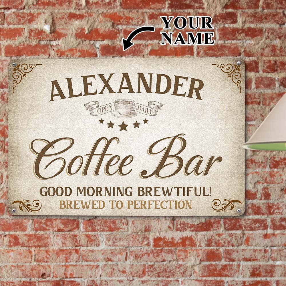 Custom Iron Poster Personalised Your Name Poster Coffee Bar Wall Decor Painting Unique Gifts