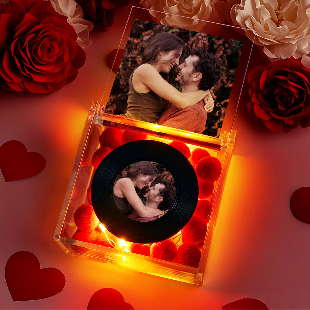 Unique Mini Vinyl Record Player for Loved Ones USB Charging with Auto-Play Music and Personalized Photo - makephotopuzzleuk