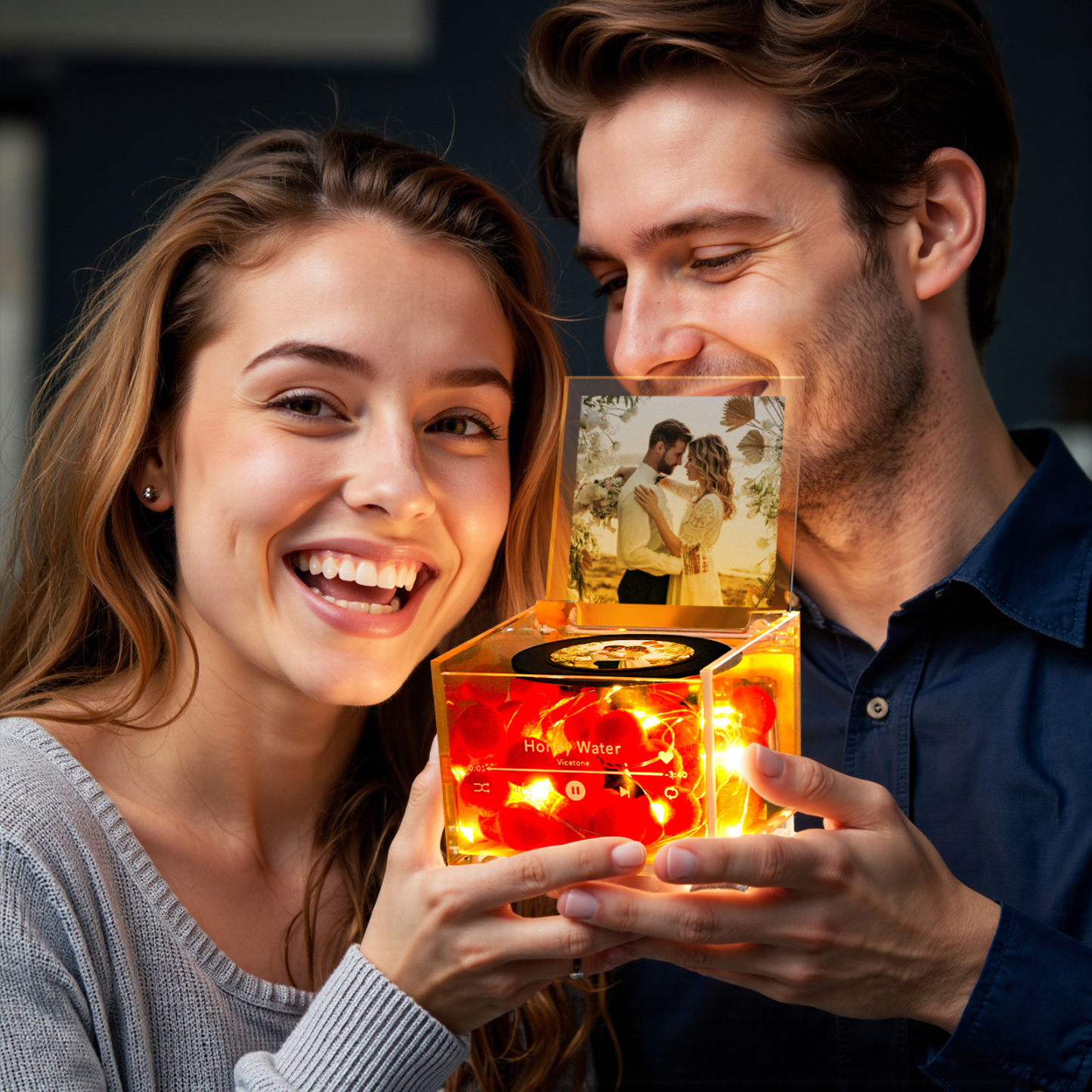 [Copy][Copy]NFC NIGHT LIGHT DESK DECOR-FRONT UPLOAD RED HEART FLOWER PHOTO STYLE