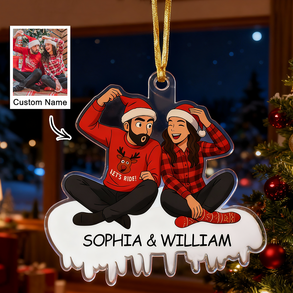 Personalized Couple/Family Cartoon Christmas Ornament Photo Funny Ornaments - makephotopuzzleuk