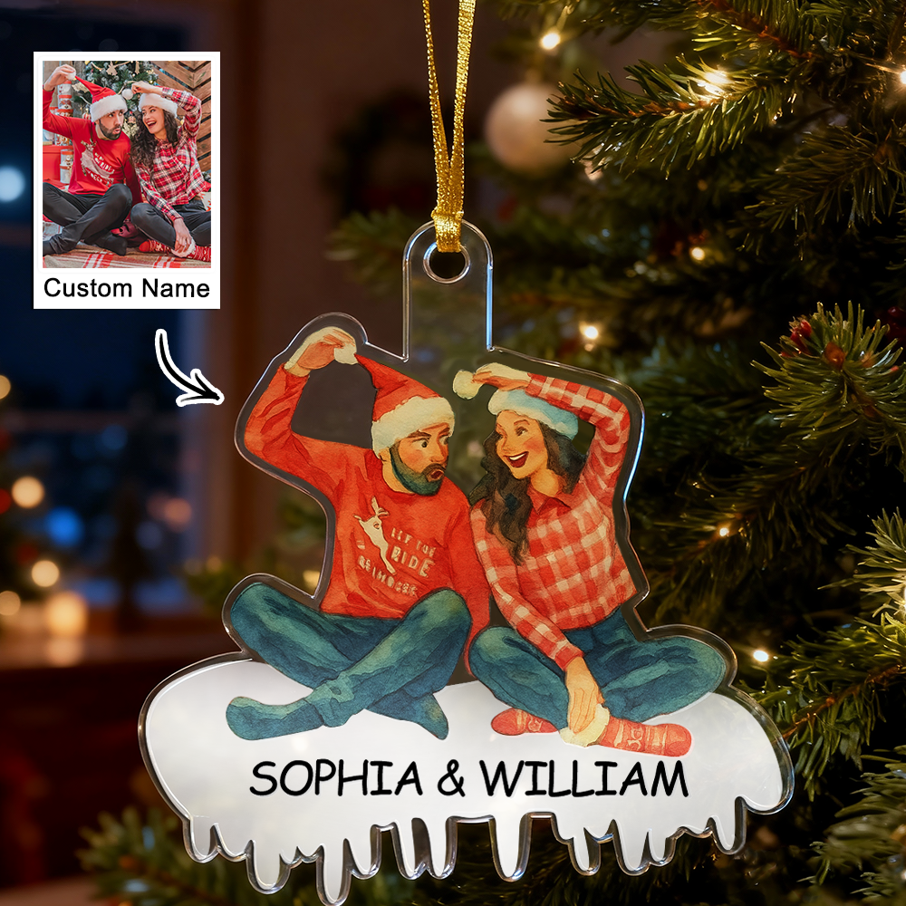 Personalized Couple/Family Cartoon Christmas Ornament Photo Funny Ornaments - makephotopuzzleuk