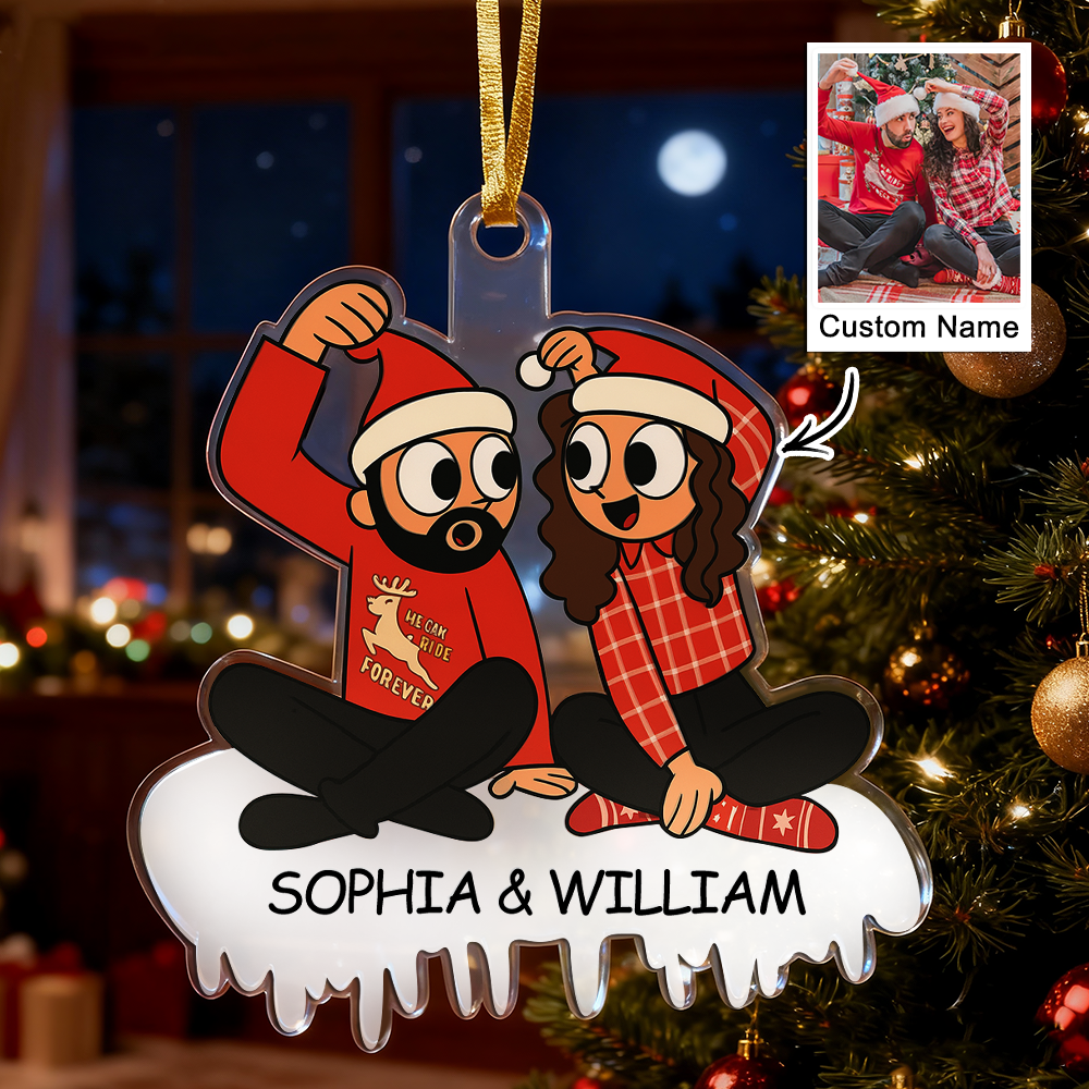Personalized Couple/Family Cartoon Christmas Ornament Photo Funny Ornaments - makephotopuzzleuk