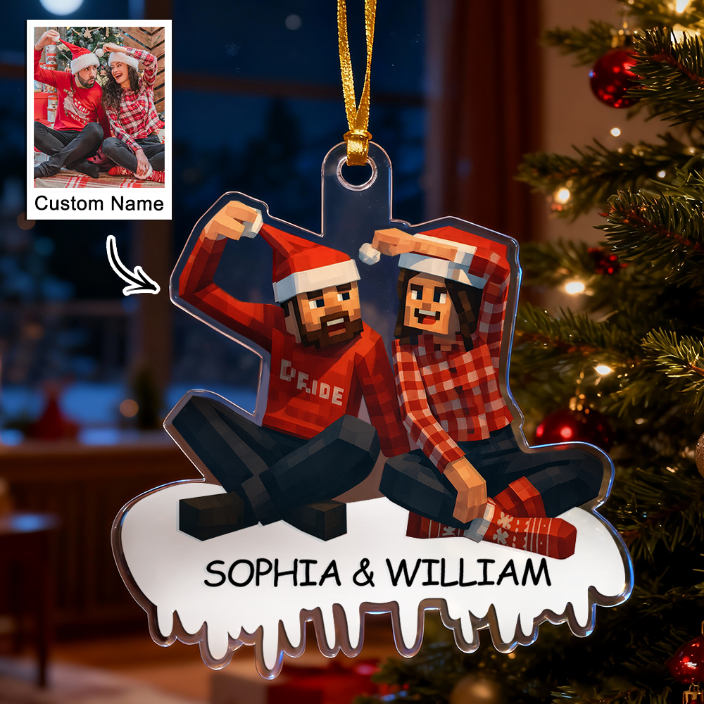 Personalized Couple/Family Cartoon Christmas Ornament Photo Funny Ornaments - makephotopuzzleuk