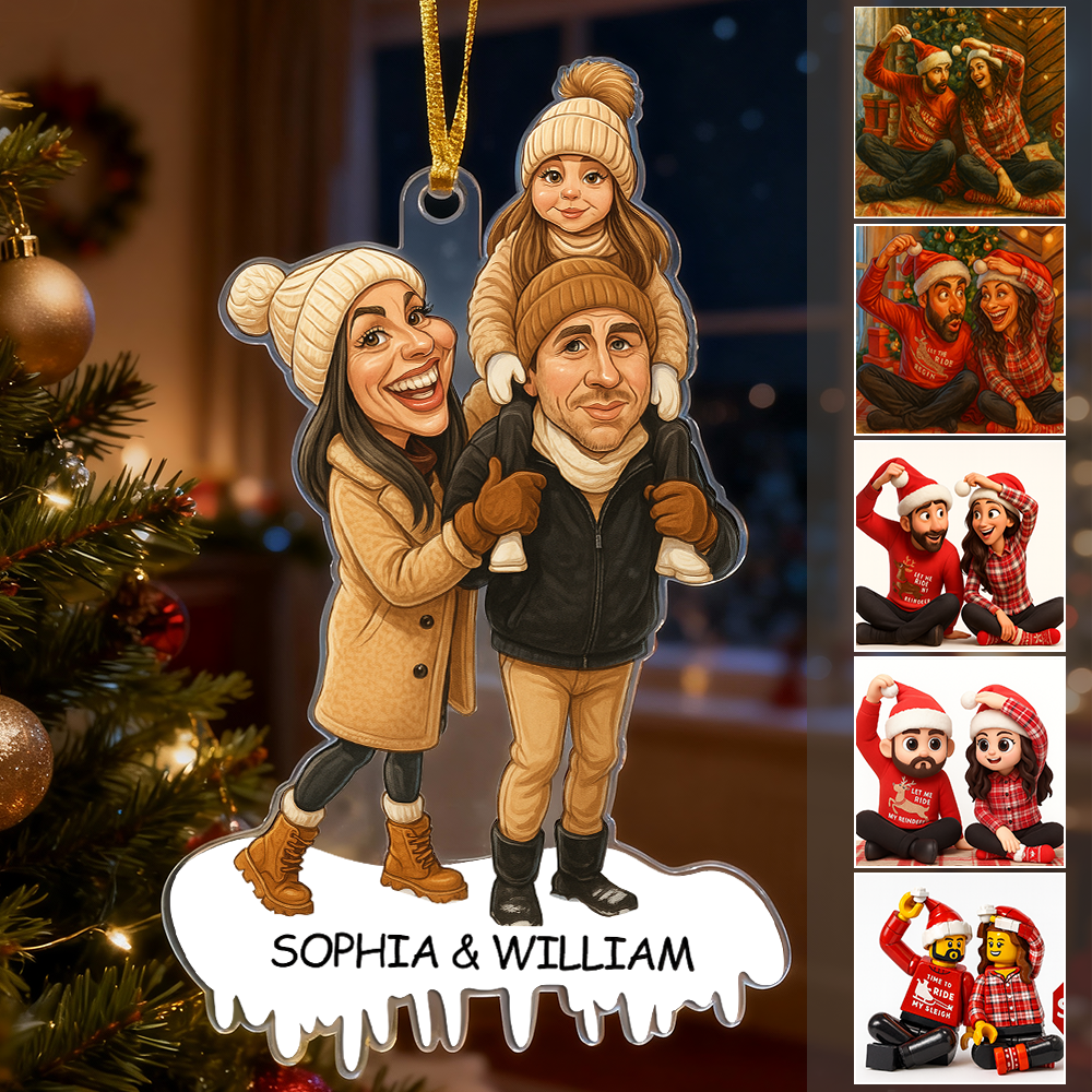 Personalized Couple/Family Cartoon Christmas Ornament Photo Funny Ornaments - makephotopuzzleuk