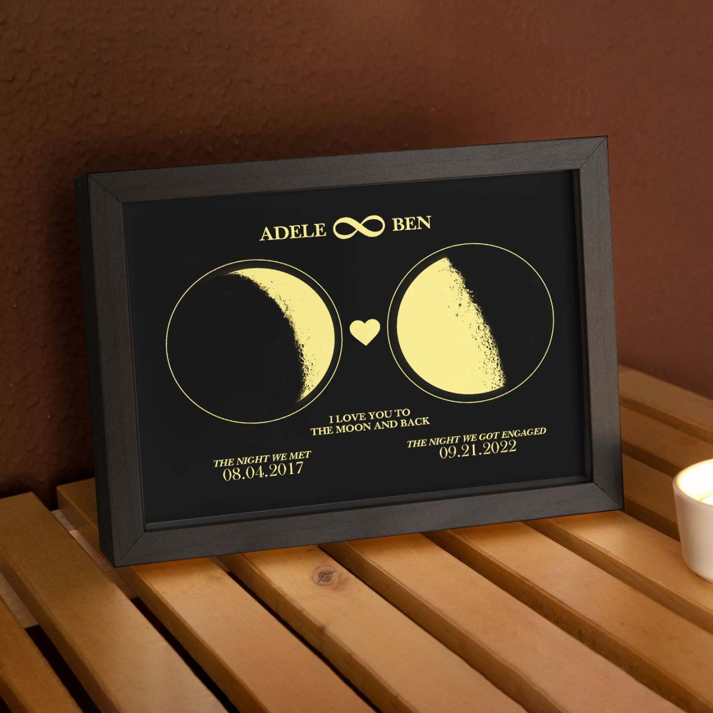 Custom Moon Phase Custom Couple Art Frame 2 Moon Phases Design - For Valentine's Day Gifts - makephotopuzzleuk