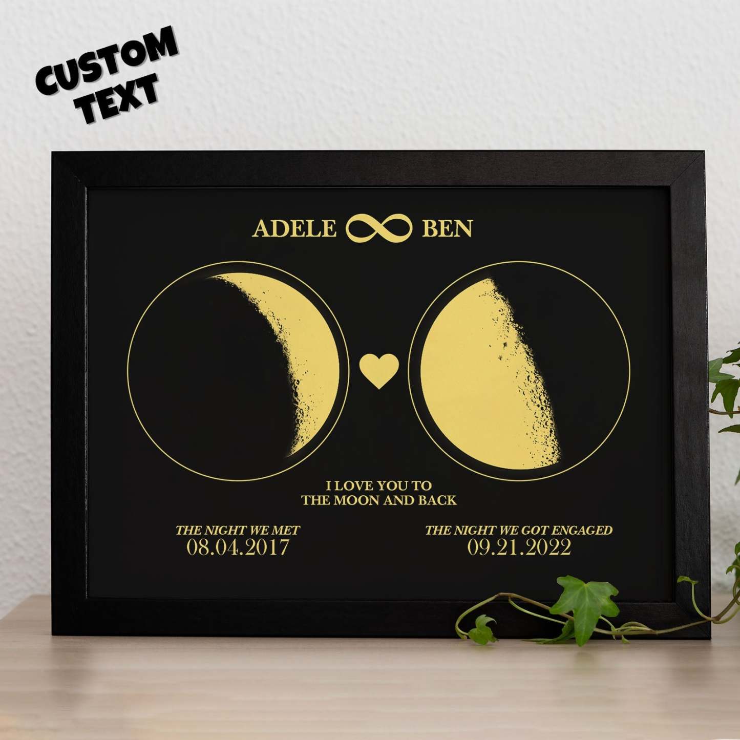 Custom Moon Phase Custom Couple Art Frame 2 Moon Phases Design - For Valentine's Day Gifts - makephotopuzzleuk