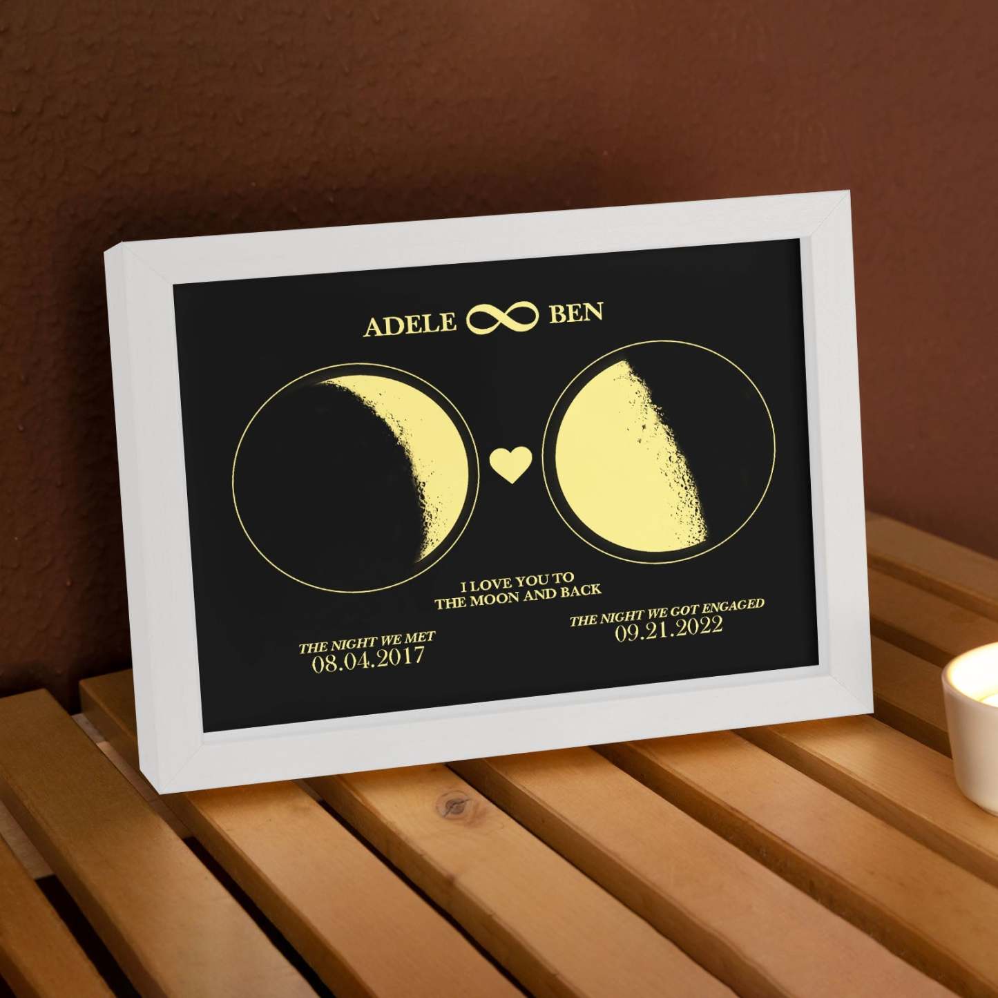 Custom Moon Phase Custom Couple Art Frame 2 Moon Phases Design - For Valentine's Day Gifts - makephotopuzzleuk