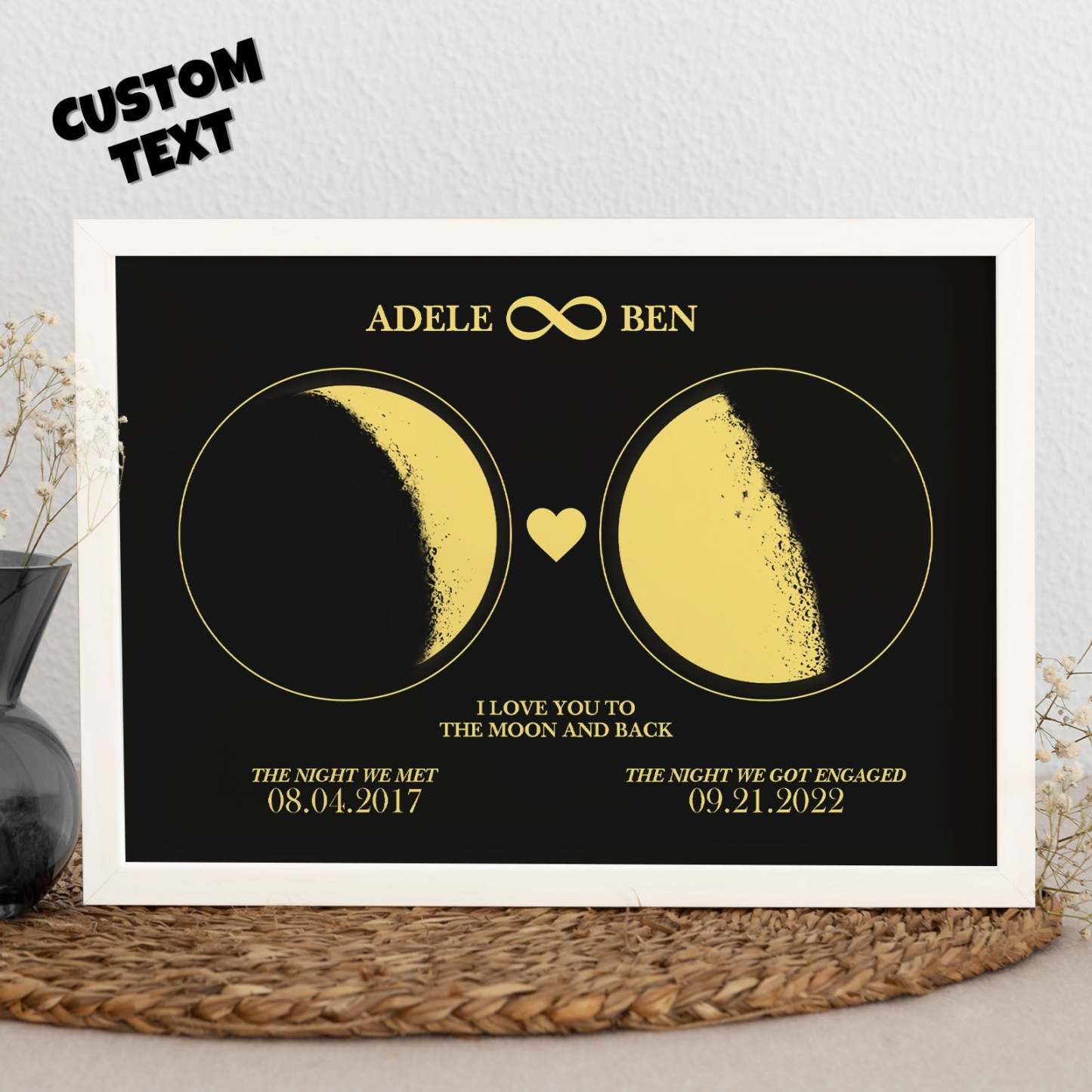 Custom Moon Phase Custom Couple Art Frame 2 Moon Phases Design - For Valentine's Day Gifts - makephotopuzzleuk