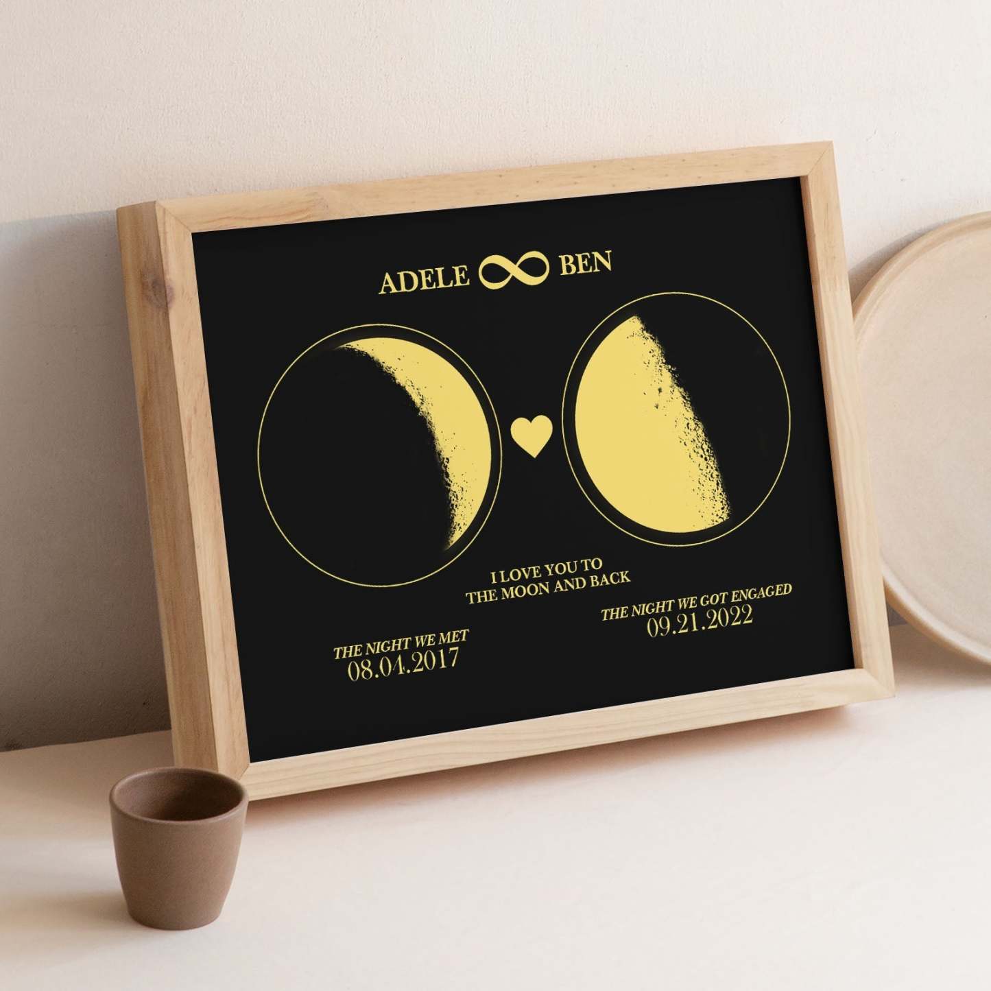 Custom Moon Phase Custom Couple Art Frame 2 Moon Phases Design - For Valentine's Day Gifts - makephotopuzzleuk