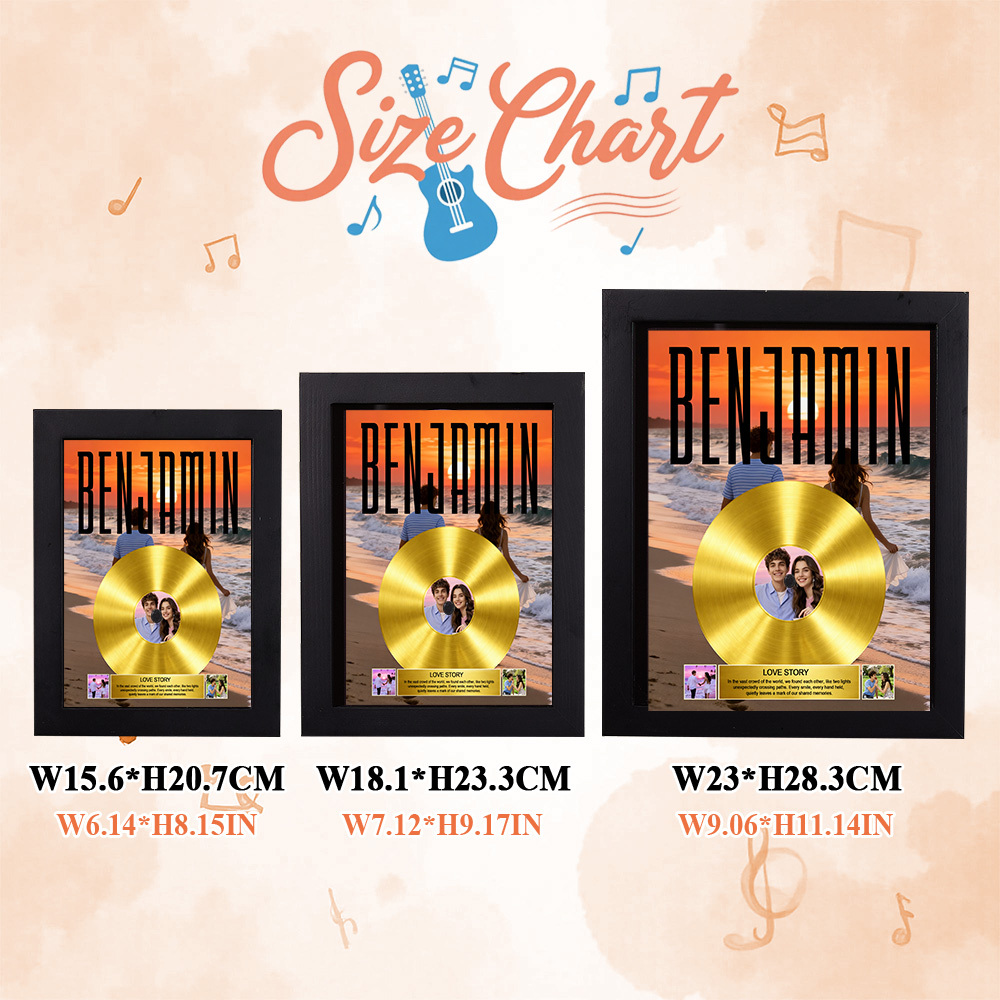 Personalized Golden Record Music Decor Anniversary Gift for Couple's On Valentine's Day - makephotopuzzleuk