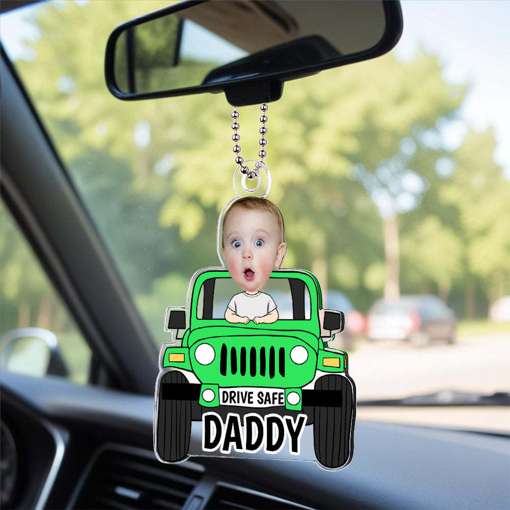Gifts for Father Custom Car Photo Ornament For Dad, Drive Safe Daddy Car Hanger, Car Decor, Gift for Dad, Drive Safe Ornament, Daddy Gifts - makephotopuzzleuk