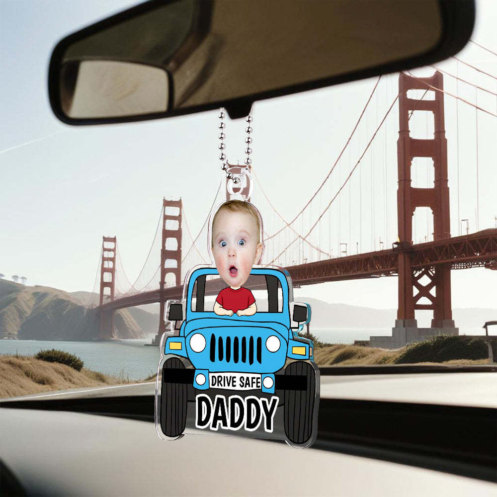Gifts for Father Custom Car Photo Ornament For Dad, Drive Safe Daddy Car Hanger, Car Decor, Gift for Dad, Drive Safe Ornament, Daddy Gifts - makephotopuzzleuk