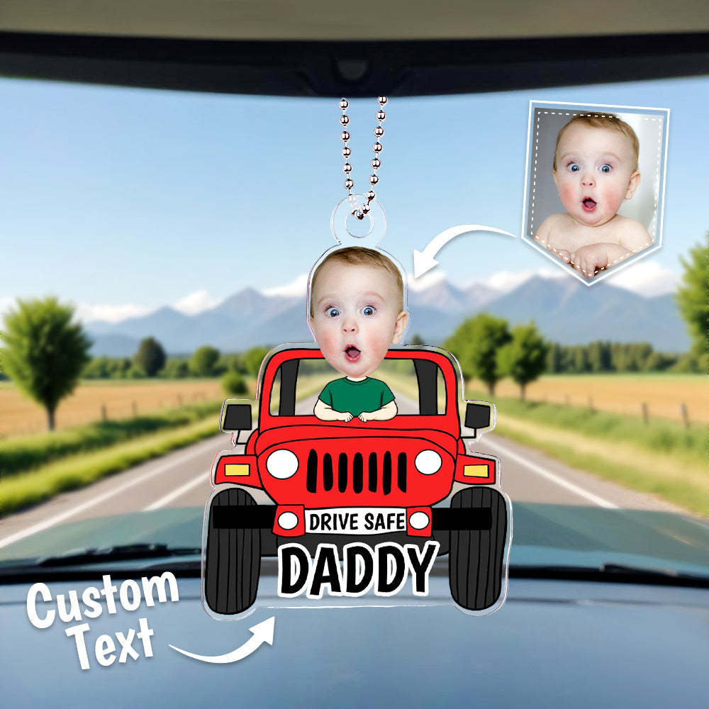 Gifts for Father Custom Car Photo Ornament For Dad, Drive Safe Daddy Car Hanger, Car Decor, Gift for Dad, Drive Safe Ornament, Daddy Gifts - makephotopuzzleuk