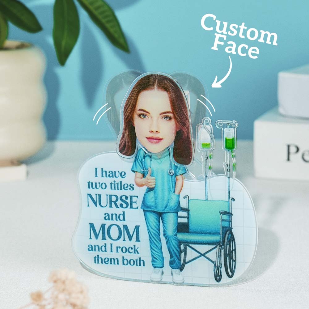 Personalized Face Nurse and Mom Shaking Head Standee Gift for Mom - makephotopuzzleuk