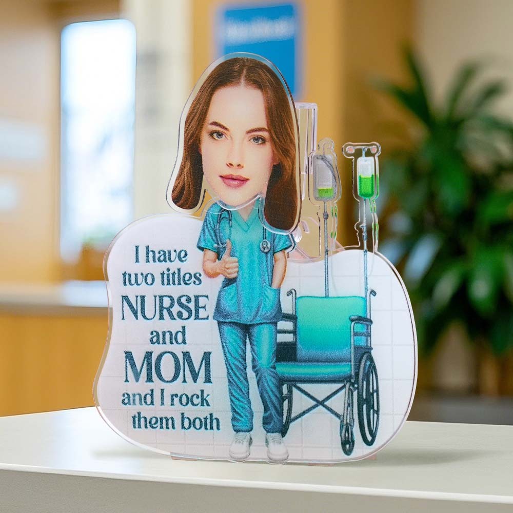 Personalized Face Nurse and Mom Shaking Head Standee Gift for Mom - makephotopuzzleuk