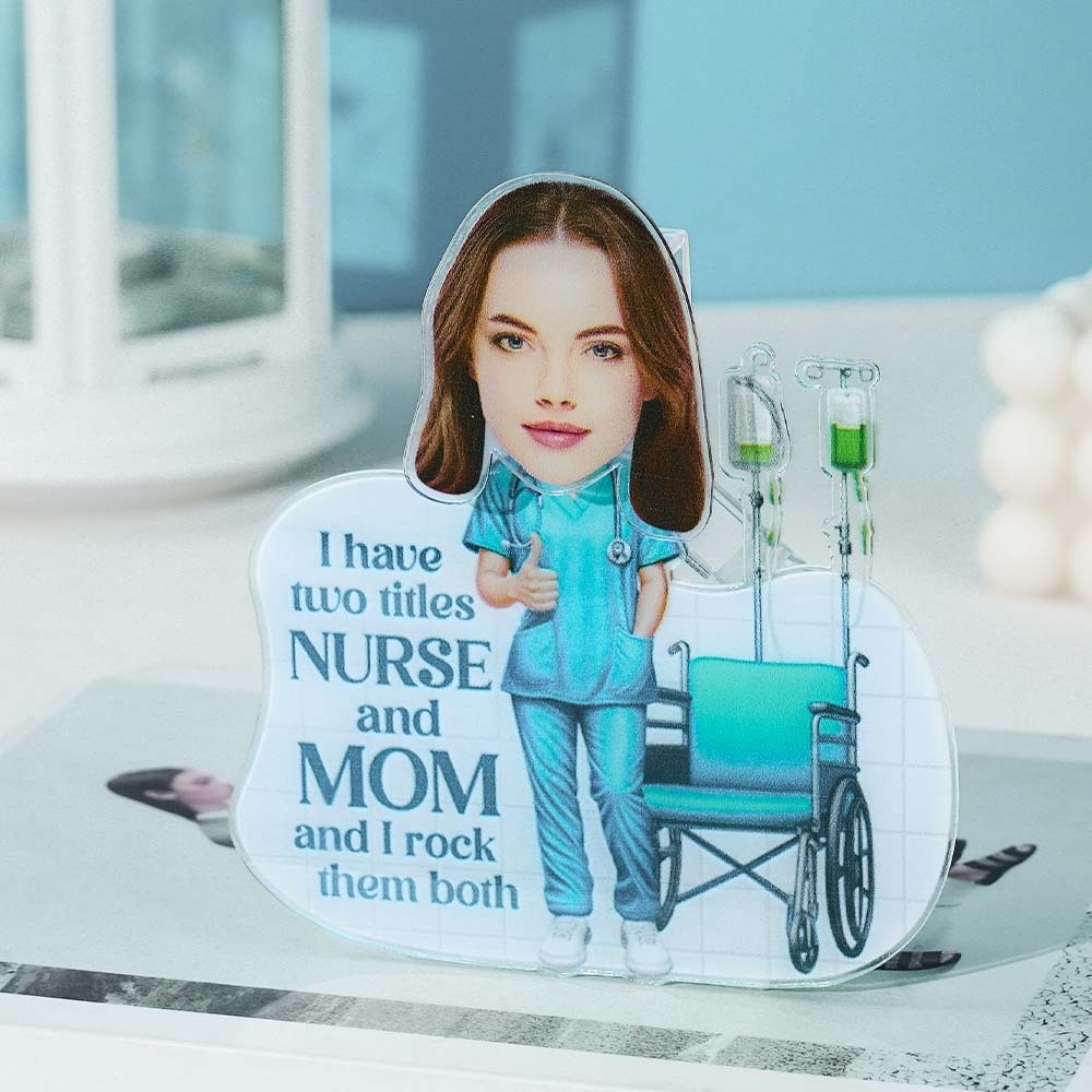 Personalized Face Nurse and Mom Shaking Head Standee Gift for Mom - makephotopuzzleuk