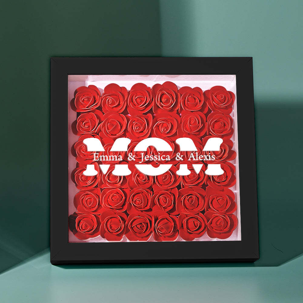 Custom Name Flower Shadow Box Frame Mother's Day Gift - makephotopuzzleuk
