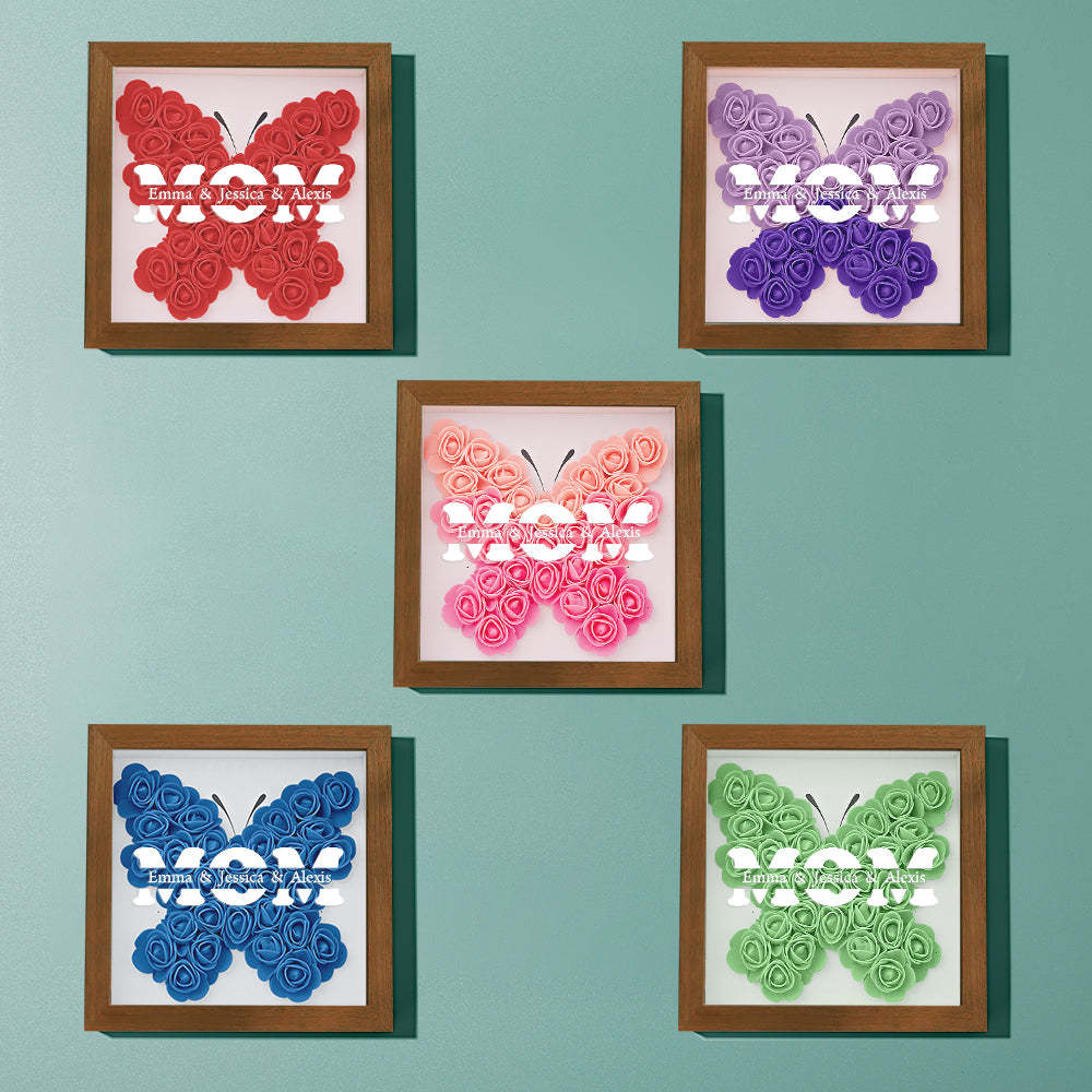 Custom Name Flower Shadow Box Frame Mother's Day Gift - makephotopuzzleuk