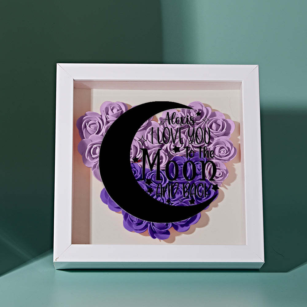 Custom Flower Shadow Box Personalized Moon Flower Shadowbox Frame Mother's Day Gift - makephotopuzzleuk