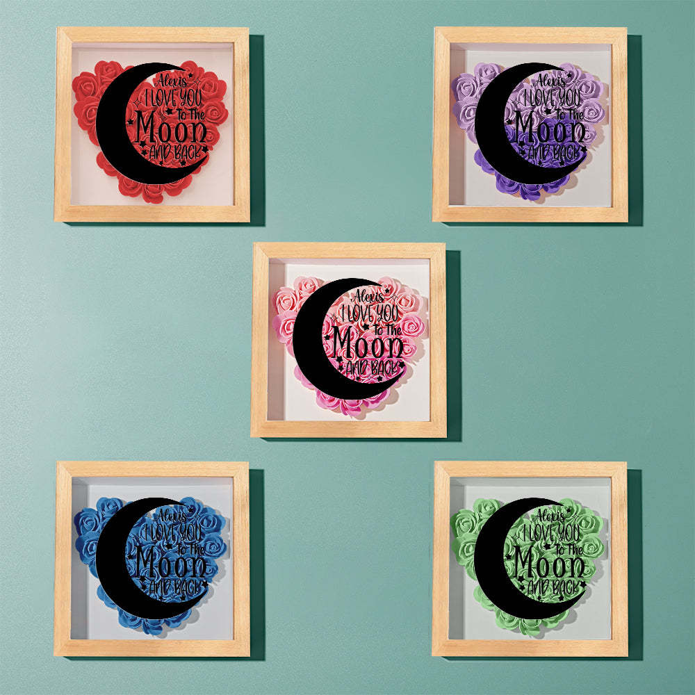 Custom Flower Shadow Box Personalized Moon Flower Shadowbox Frame Mother's Day Gift - makephotopuzzleuk