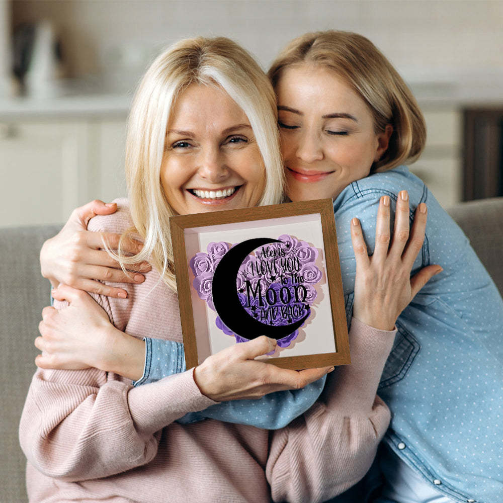 Custom Flower Shadow Box Personalized Moon Flower Shadowbox Frame Mother's Day Gift - makephotopuzzleuk