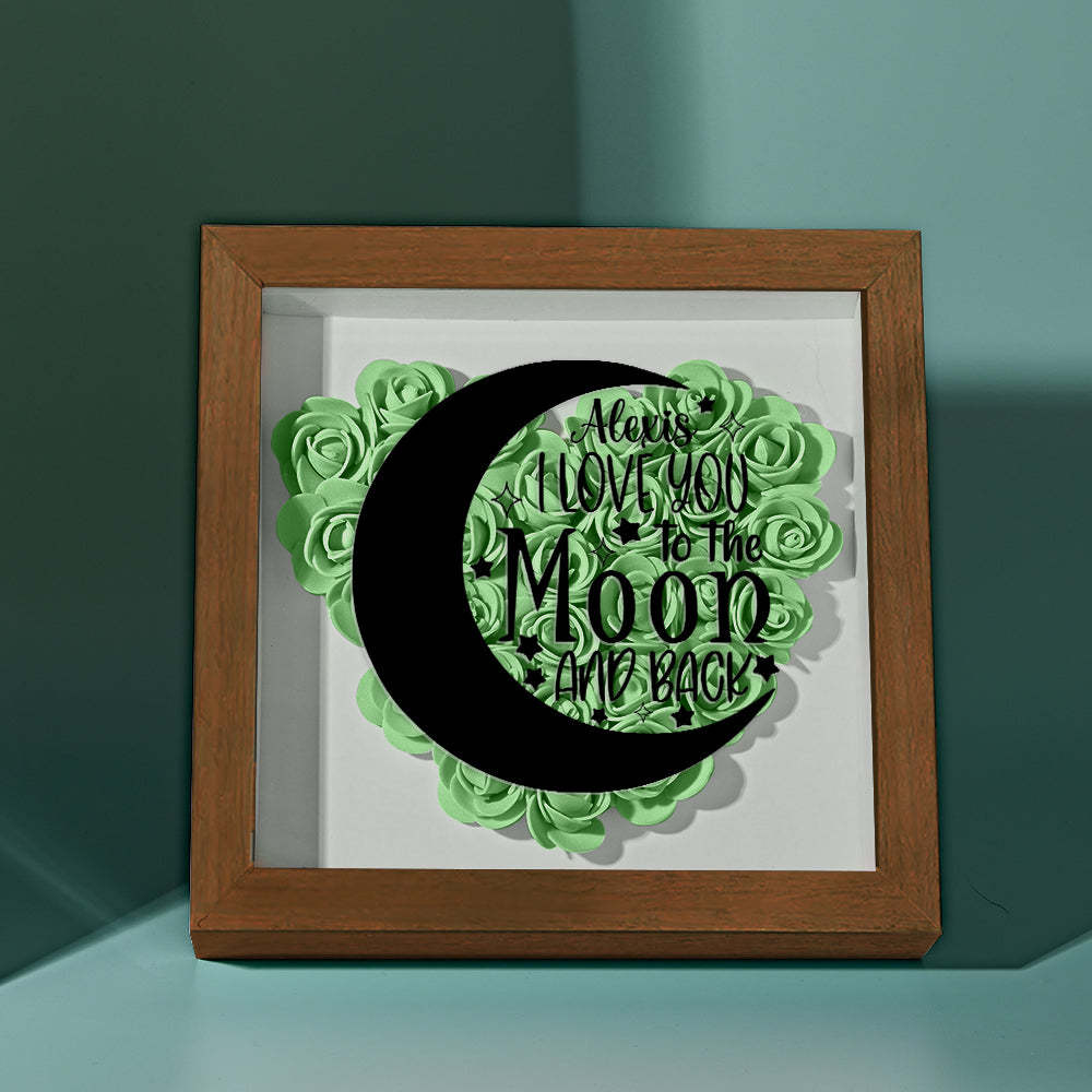 Custom Flower Shadow Box Personalized Moon Flower Shadowbox Frame Mother's Day Gift - makephotopuzzleuk