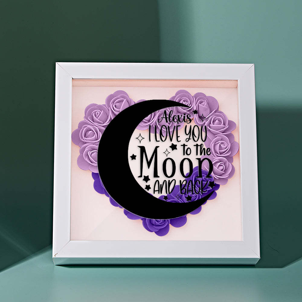 Custom Flower Shadow Box Personalized Moon Flower Shadowbox Frame Mother's Day Gift - makephotopuzzleuk