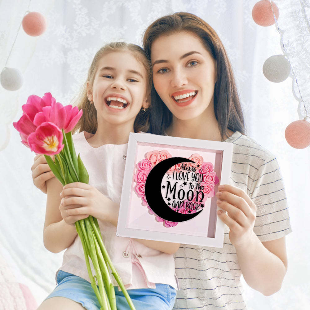 Custom Flower Shadow Box Personalized Moon Flower Shadowbox Frame Mother's Day Gift - makephotopuzzleuk