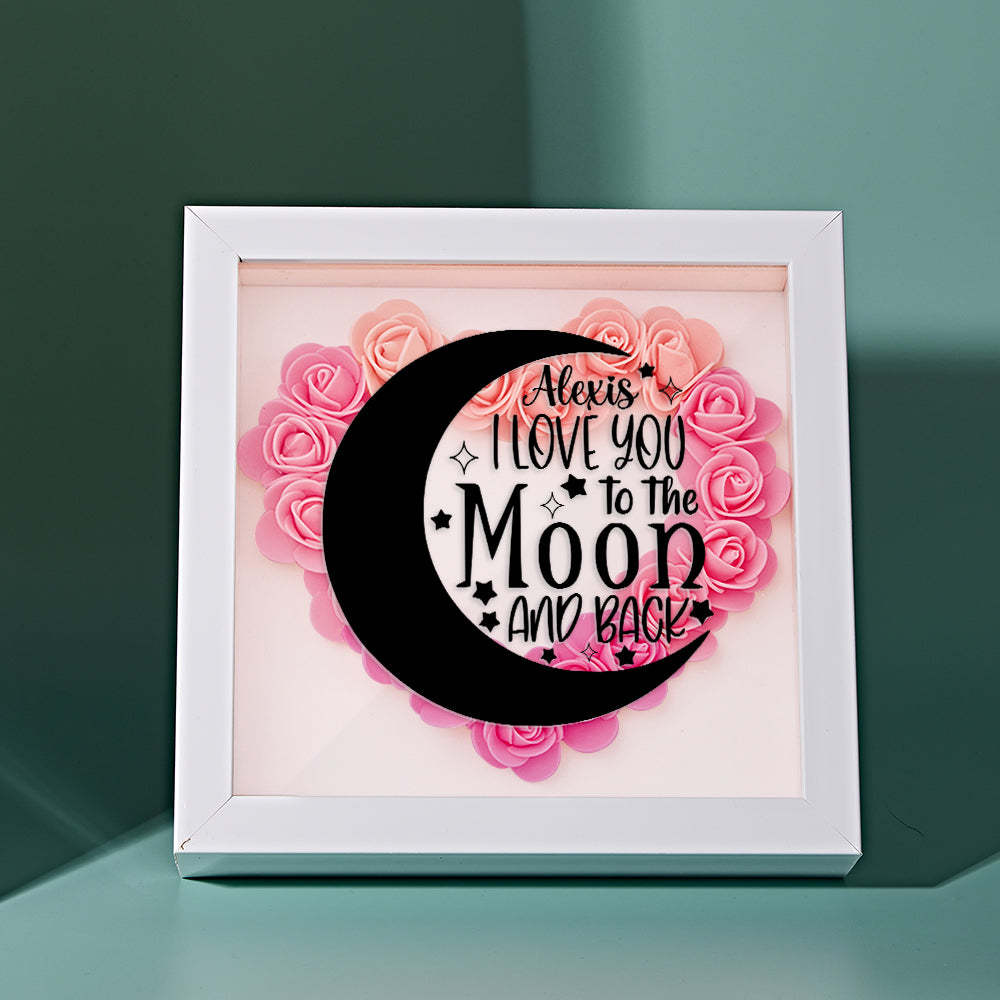 Custom Flower Shadow Box Personalized Moon Flower Shadowbox Frame Mother's Day Gift - makephotopuzzleuk
