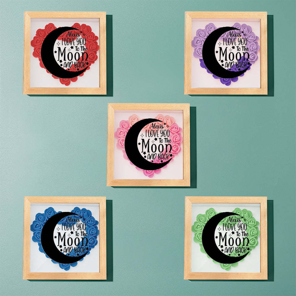 Custom Flower Shadow Box Personalized Moon Flower Shadowbox Frame Mother's Day Gift - makephotopuzzleuk