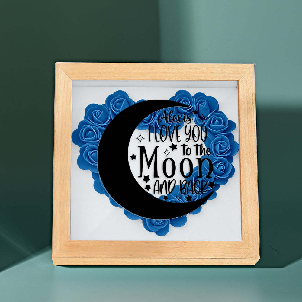 Custom Flower Shadow Box Personalized Moon Flower Shadowbox Frame Mother's Day Gift - makephotopuzzleuk