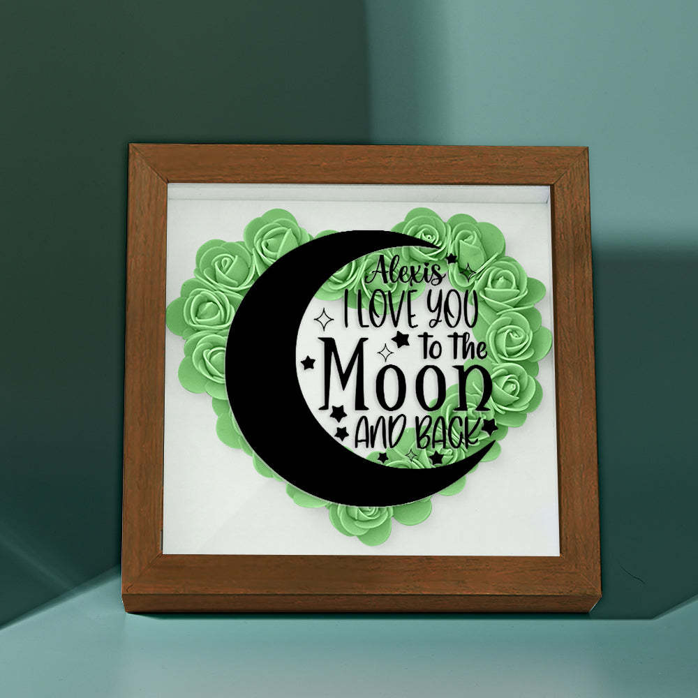 Custom Flower Shadow Box Personalized Moon Flower Shadowbox Frame Mother's Day Gift - makephotopuzzleuk