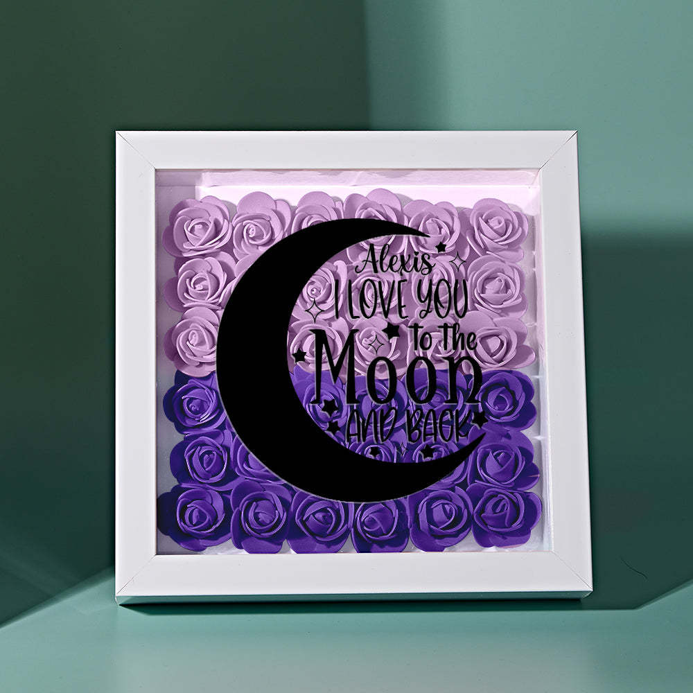 Custom Flower Shadow Box Personalized Moon Flower Shadowbox Frame Mother's Day Gift - makephotopuzzleuk