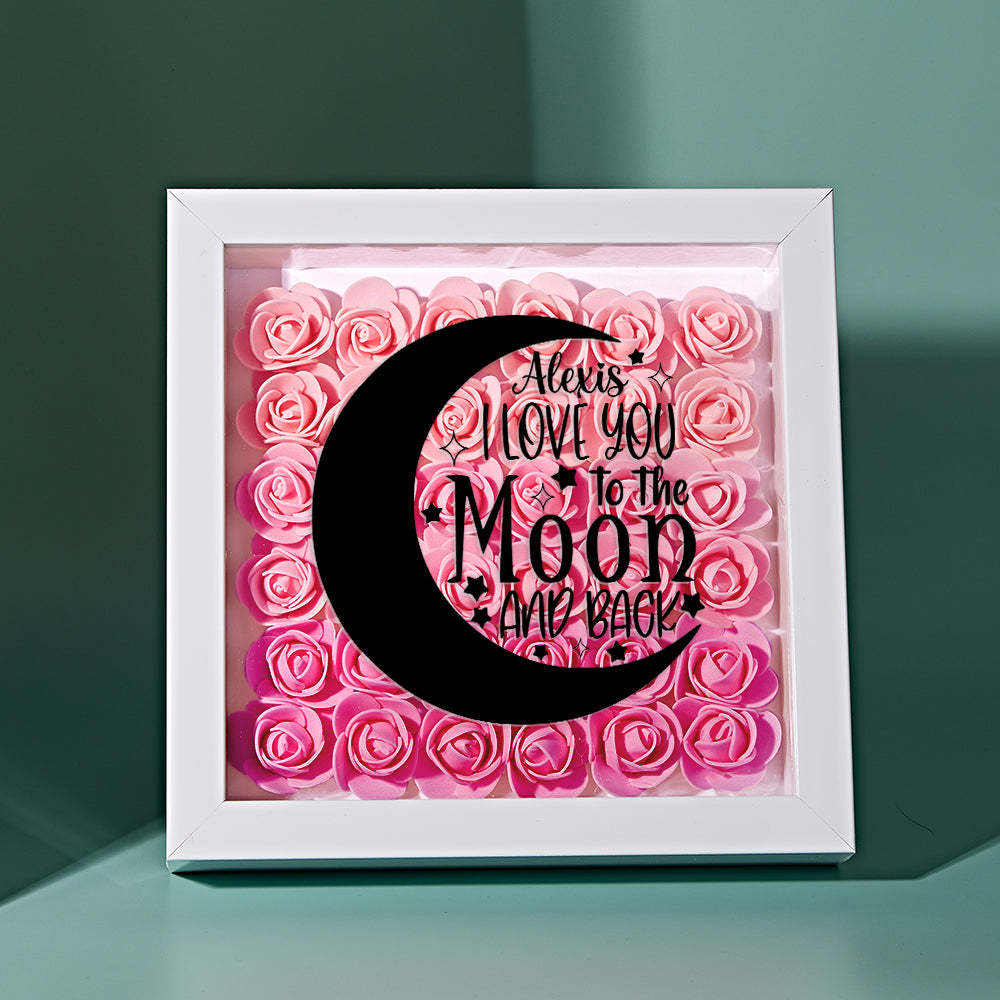 Custom Flower Shadow Box Personalized Moon Flower Shadowbox Frame Mother's Day Gift - makephotopuzzleuk