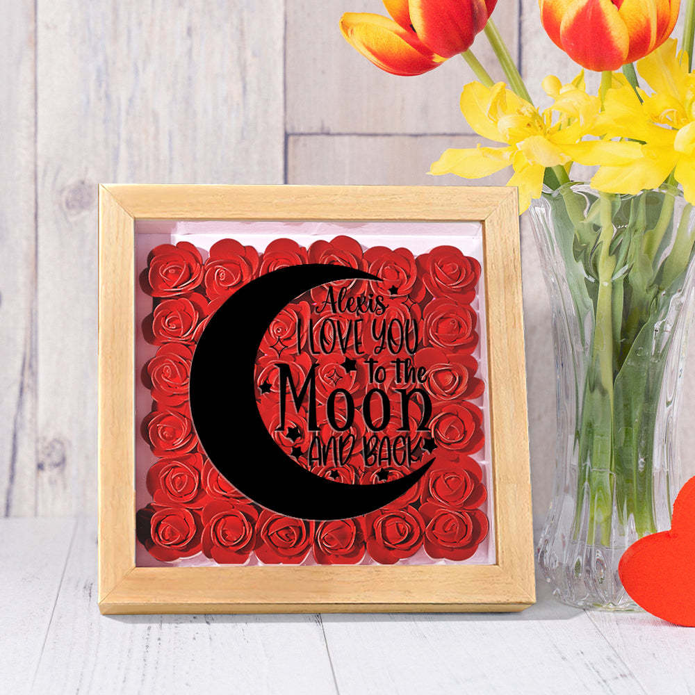 Custom Flower Shadow Box Personalized Moon Flower Shadowbox Frame Mother's Day Gift - makephotopuzzleuk