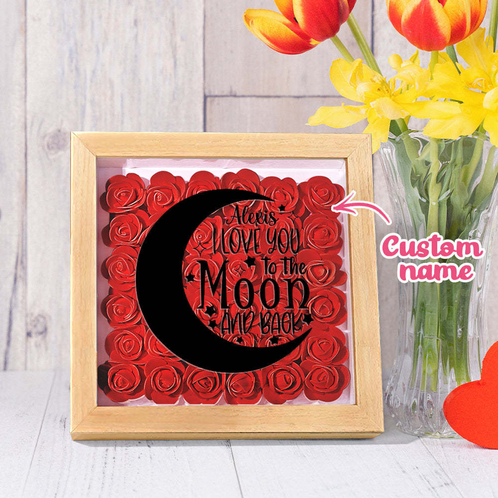 Custom Flower Shadow Box Personalized Moon Flower Shadowbox Frame Mother's Day Gift - makephotopuzzleuk
