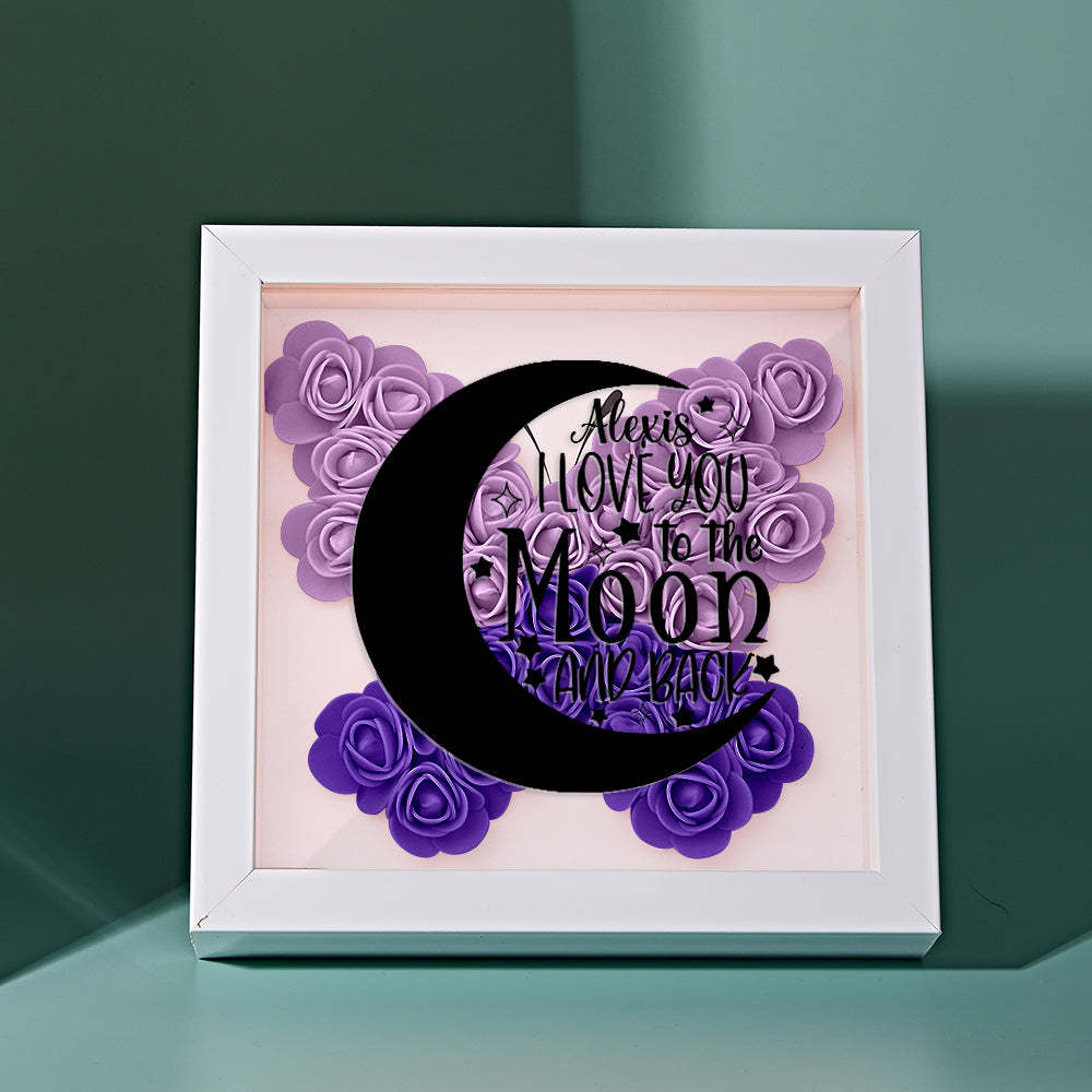 Custom Flower Shadow Box Personalized Moon Flower Shadowbox Frame Mother's Day Gift - makephotopuzzleuk