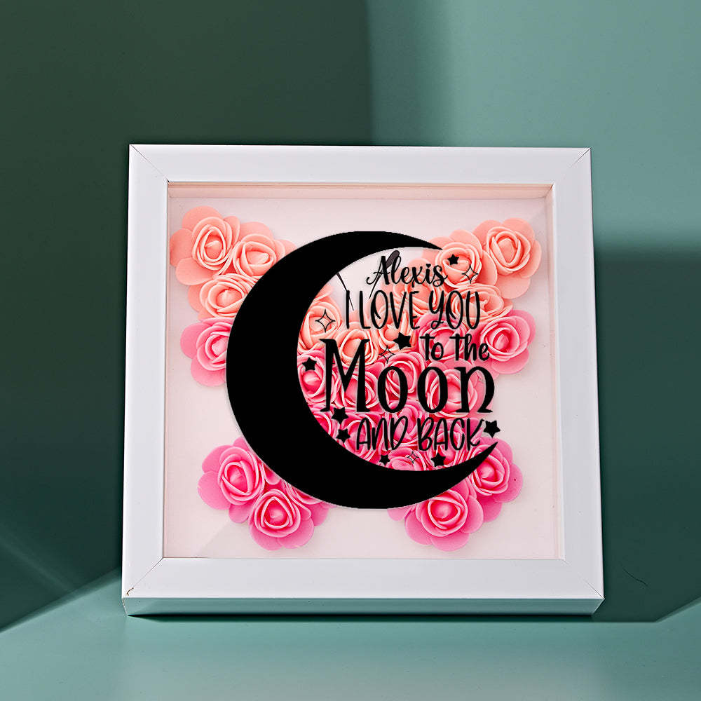 Custom Flower Shadow Box Personalized Moon Flower Shadowbox Frame Mother's Day Gift - makephotopuzzleuk