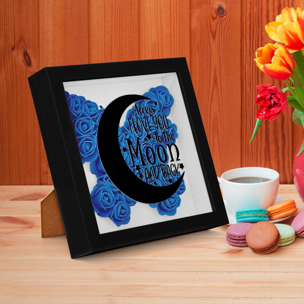 Custom Flower Shadow Box Personalized Moon Flower Shadowbox Frame Mother's Day Gift - makephotopuzzleuk