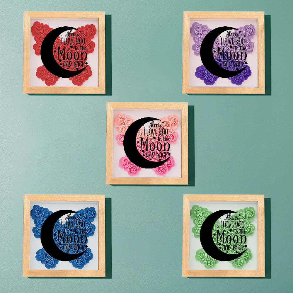 Custom Flower Shadow Box Personalized Moon Flower Shadowbox Frame Mother's Day Gift - makephotopuzzleuk