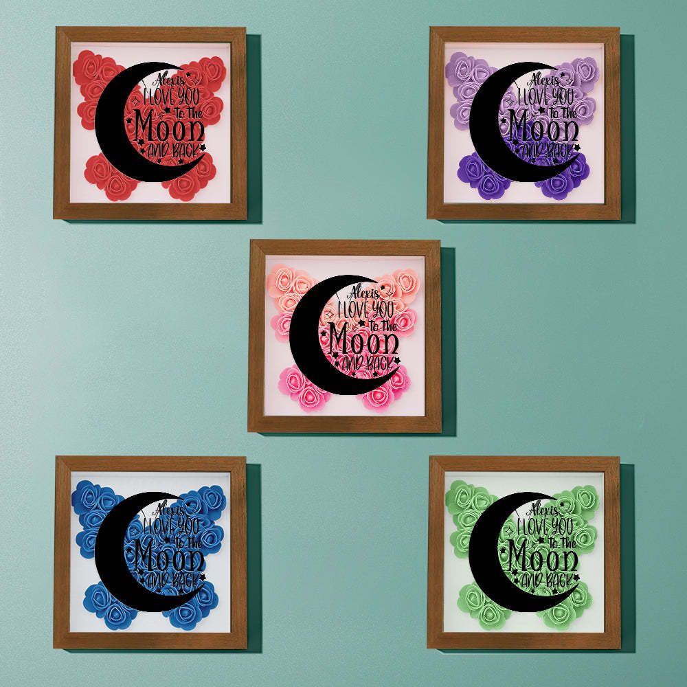 Custom Flower Shadow Box Personalized Moon Flower Shadowbox Frame Mother's Day Gift - makephotopuzzleuk
